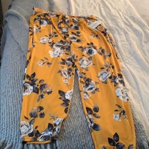 Yellow  floral, full length pants